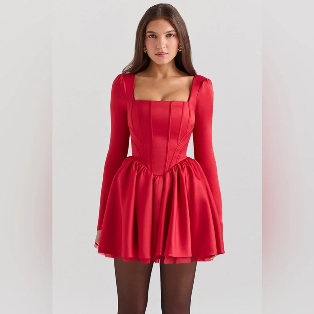 House of CB Red Long Sleeve Dress - Picture 3 of 11